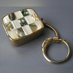 Vintage Sankyo Mother of Pearl Music Box Keychain